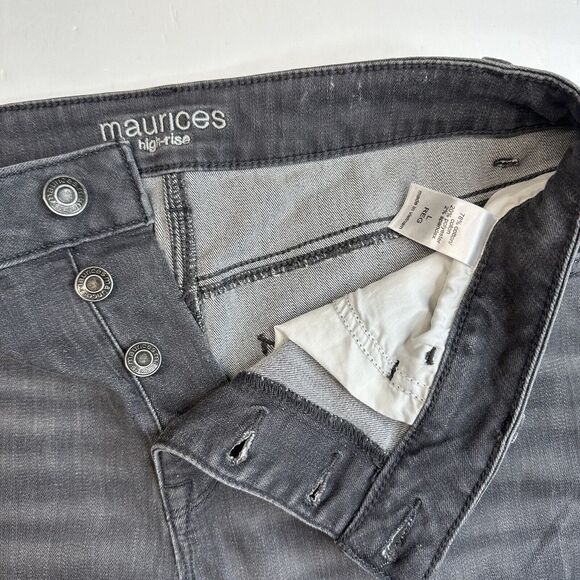 Maurices High Rise Skinny Jean Women L/12 Stretch Gray Denim Button Fly Distress - Picture 3 of 11